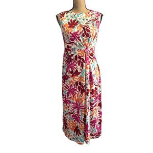 Maggy London‎ Twist Front Sheath Dress Multicolor Tropical Floral US Size 6